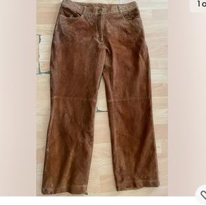 DANIER suede leather pants size 10 women tan brown camel Color Casual VTG J14